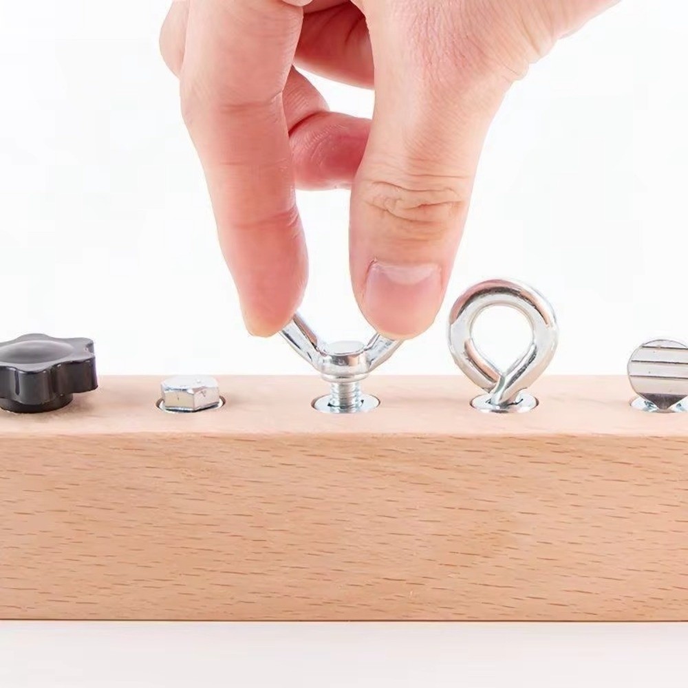 Montessori Wooden Busy Board Toddler - New Portable Montessori Screw DIY Metal