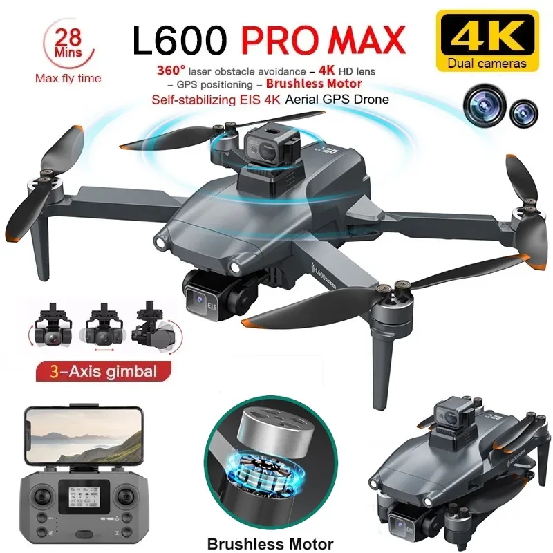 Fpv Brushless Rc Drone 4K - L600 PRO MAX GPS Drone Professional