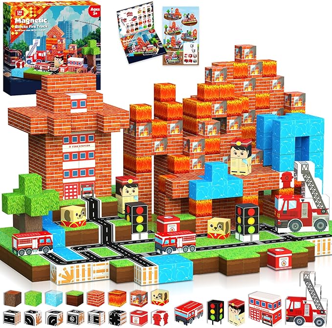Magnetic Building Tiles Set 100Pcs - Magnetic Blocks 100 PCS Build Mine