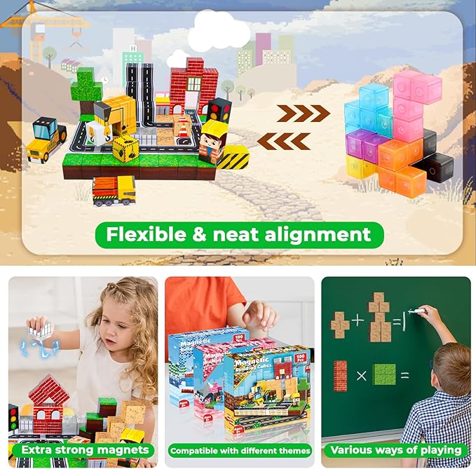 100PCS Magnetic Blocks, Magnet - Magnetic Building Tiles Set 100Pcs recension och pris