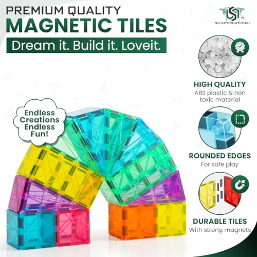 Magnetic Tiles Construction Se - Magnetic Building Tiles Set 100Pcs recension och pris