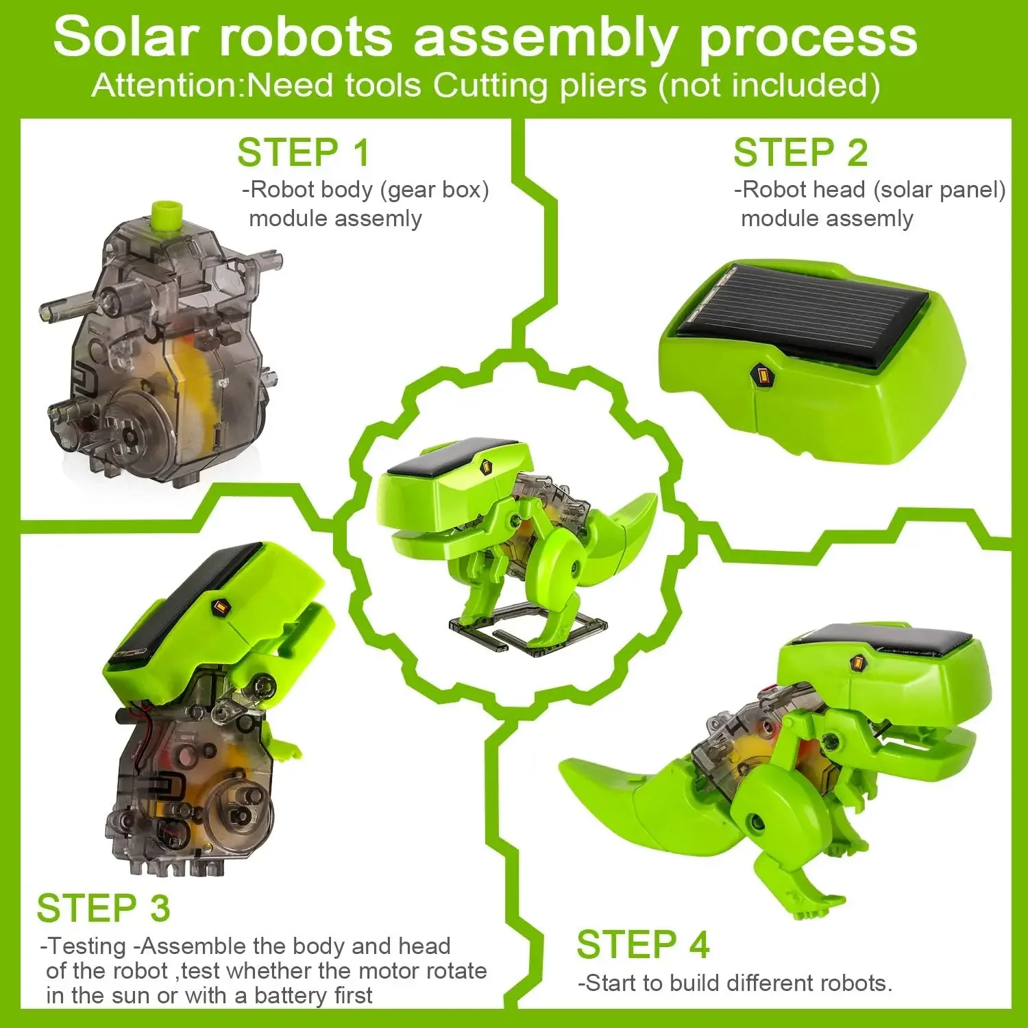 Assemble Solar Robot Kit 3 in  - Stem Solar Robot Kit For Kids recension och pris