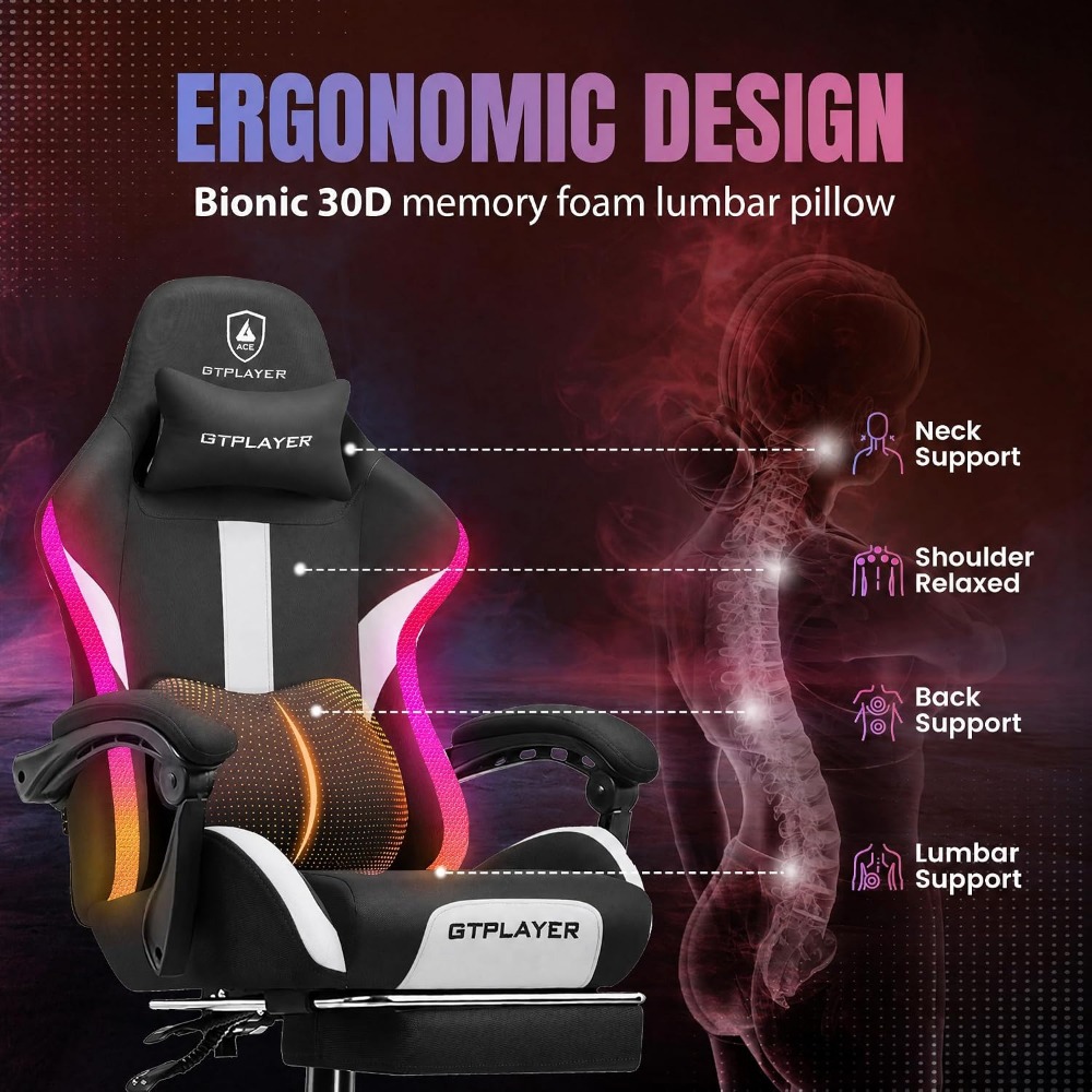 RGB Gaming Chair with Footrest - Video Games recension och pris