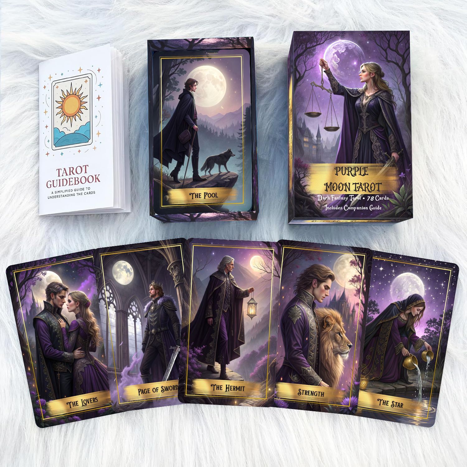 Purple Moon Tarot Cards Deck w - Tarot Cards Deck With Guidebook recension och pris