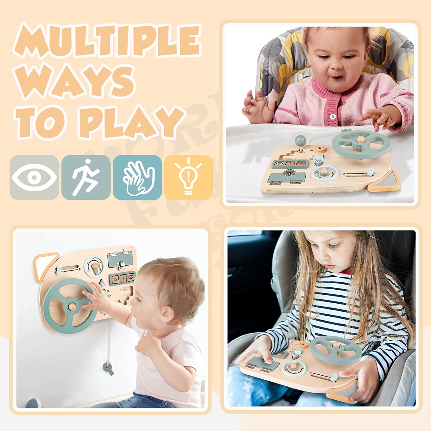Montessori Toy Steering Wheel  - Montessori Wooden Busy Board Toddler recension och pris